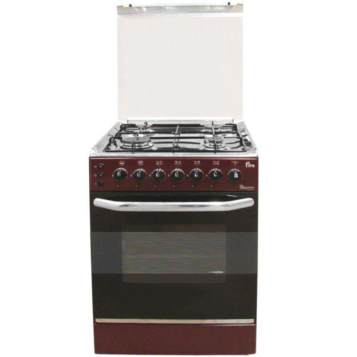 4 GAS 55X55 DARK RED COOKER 5694- EB/303 - Ramtons