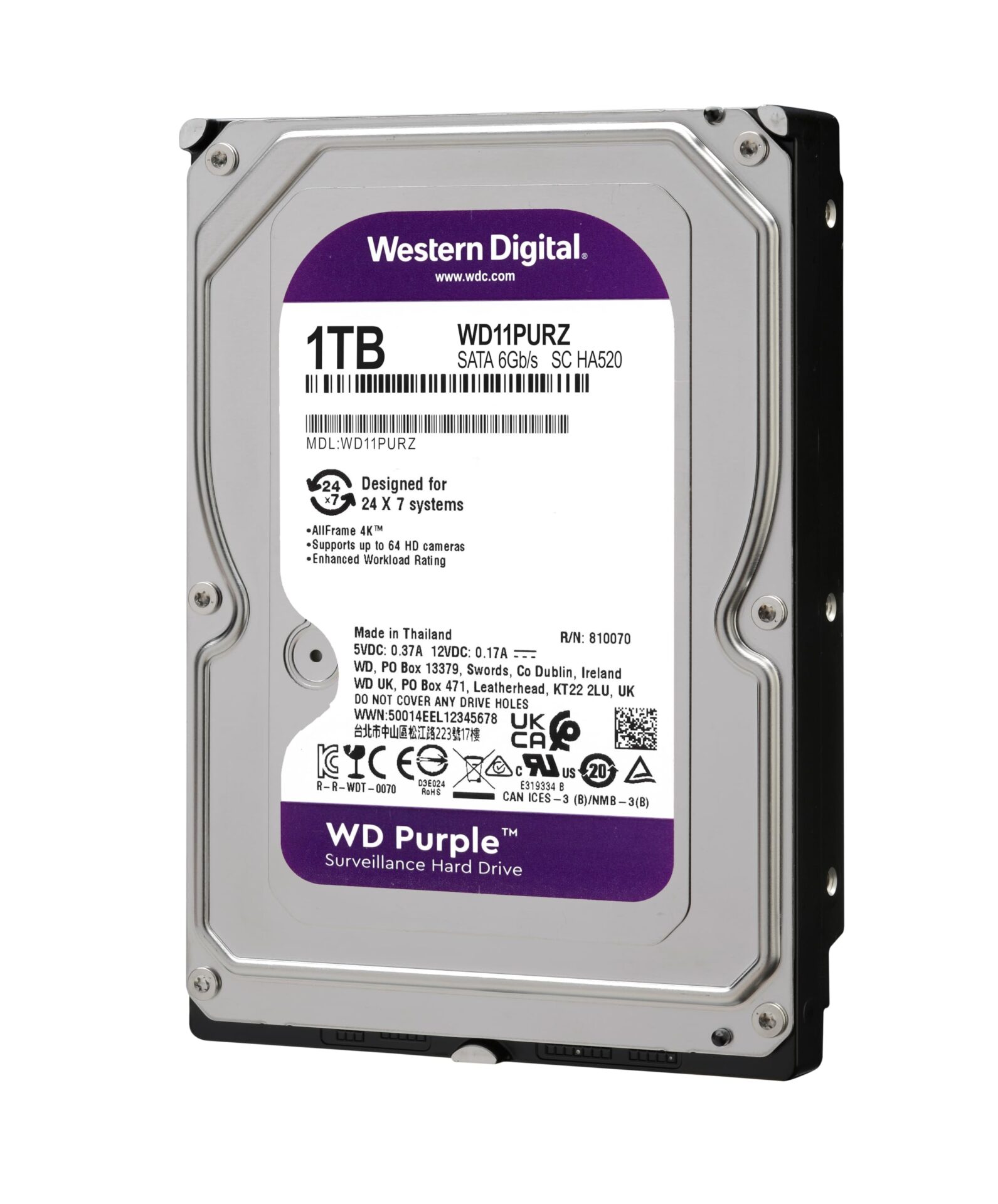 Western Digital 1TB Purple Surveillance Hard drive
