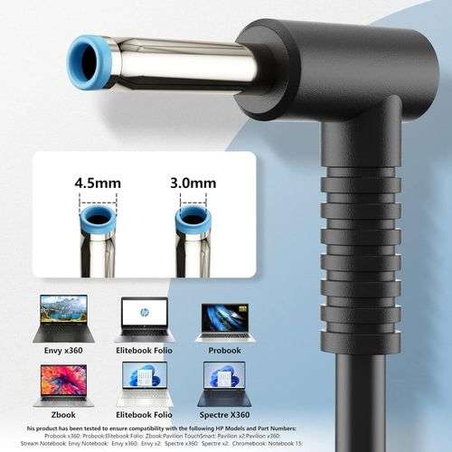 HP 65W AC Power Charger For HP ProBook Series ProBook G3 G4 G5 G6 G7 G8 470 430 440 450 445 640 650 PPP009A 19.5V 3.33A Laptop Adapter Cord. - Image 2