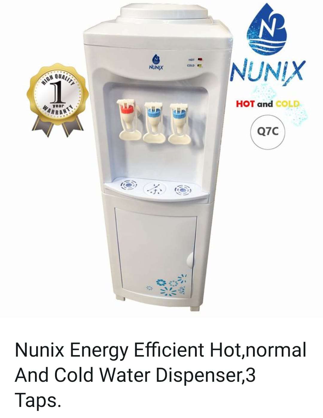 Nunix Energy-Efficient Hot, Normal & Cold Water Dispenser (3 Taps)